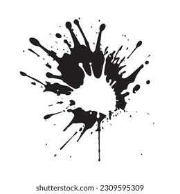 A black Paint splash. with a white background. Blot and blots of paint. Grunge style paint brush Paint splash. Isolate in white background. vector illustration. 