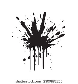 A black Paint splash. with a white background. Blot and blots of paint. Grunge style paint brush Paint splash. Isolate in white background. vector illustration. 