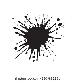 A black Paint splash. with a white background. Blot and blots of paint. Grunge style paint brush Paint splash. Isolate in white background. vector illustration. 