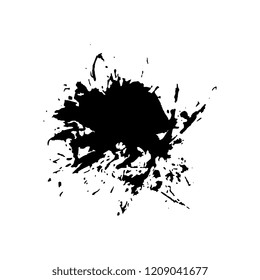 black paint splashes and drops on white background. abstract vector blobs and spatters