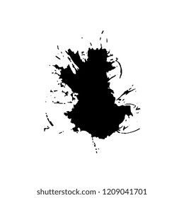 black paint splashes and drops on white background. abstract vector blobs and spatters