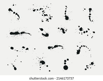 Pintura negra salpicada. Placas de tinta vectorial.