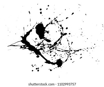 Black paint splashes. Vector print grunge.