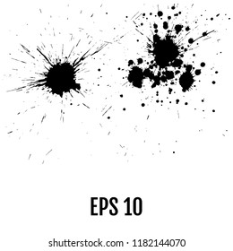 Black paint splatter. All elements are not grouped. Vector illustration.