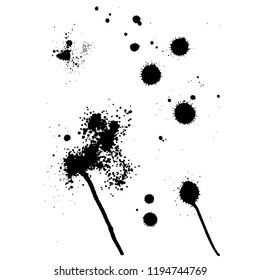 Black paint splatter. All elements are not grouped. Vector illustration.