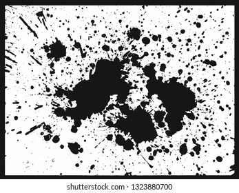 Black paint splatter, dirty. Hand drawing set6. Vector illustration Isolated on white background.