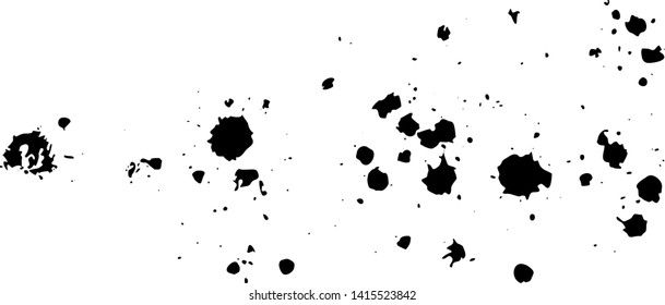 Black paint splatter and ink or oil drop spots background. Vector art.