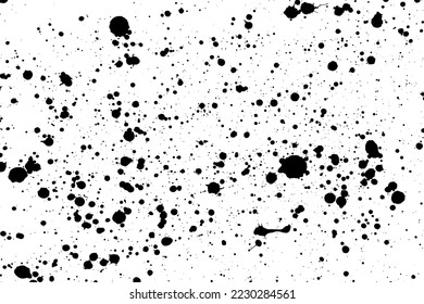 Black paint splatter isolated on white background. Distressed overlay texture. Water splash silhouette. Grunge design elements. Vector illustration, EPS 10.