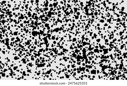 Black paint splatter isolated on white background. Water splash silhouette vector texture overlay.