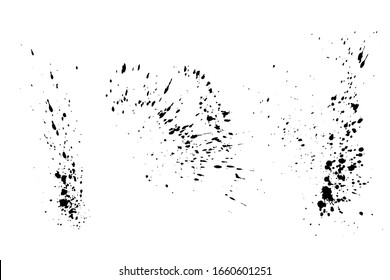 Black paint splatter set isolated on white background. Water splash silhouette vector texture overlay.