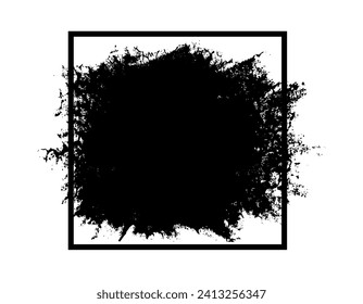 black paint splatter in a square frame, circle brush stroke paint stroke ink splat set of brush stroke illustrator brushes