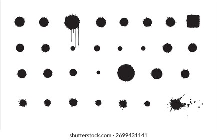 Imagens de vetor de respingo de tinta preta - Coleção de vetor de traçados de pincel de tinta preta grunge