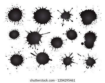 Black paint splatters.Paint splashes set for design use.