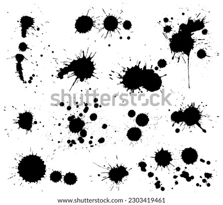 Black paint splatters.Paint splashes set.