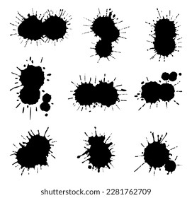 Black Paint Splatters.Vector Grunge Splashes.