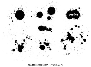 Black Paint Splatters.Vector Splashes Set.