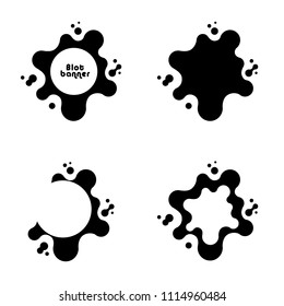 Black paint spots drops isolated on white background. Set  ink splash textures.