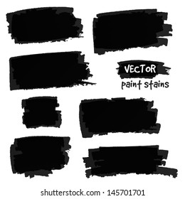 Black paint spots vector set