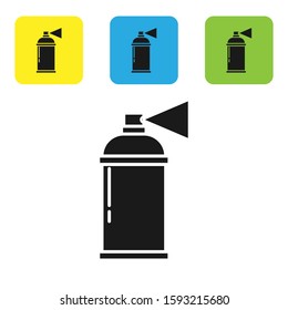 Black Paint spray can icon isolated on white background. Set icons colorful square buttons. Vector Illustration