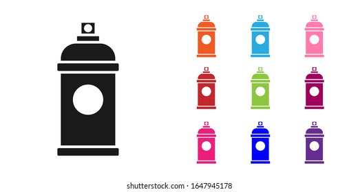 Black Paint spray can icon isolated on white background. Set icons colorful. Vector Illustration