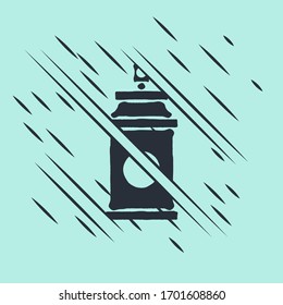 Black Paint spray can icon isolated on green background. Glitch style. Vector Illustration