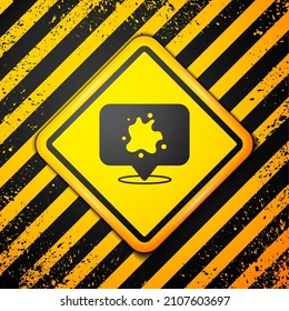 Black Paint spray icon isolated on yellow background. Warning sign. Vector