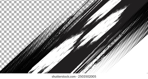 Black paint stroke isolated on transparent background