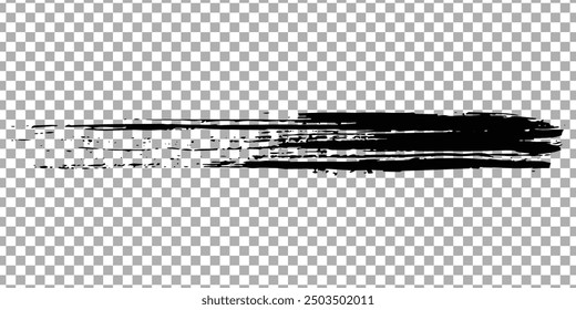 Trazo de pintura negro aislado sobre fondo transparente