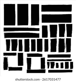 Black paint strokes lack Paint Brush Stroke Vector Set  Grunge Ink Texture Collection