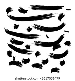 Black paint strokes lack Paint Brush Stroke Vector Set  Grunge Ink Texture Collection