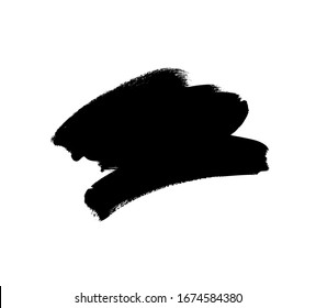 Black paint vector brush stroke isolated on white background. Vector ink illustration, dry dirty smear. Grunge paint brushstroke, box, frame, banner, design element for text. Modern textured shape.