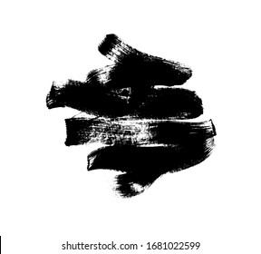 Black paint vector brush stroke isolated on white background. Vector ink illustration, dry dirty smear. Grunge paint brushstroke, box, frame, banner, design element for text. Modern textured shape.
