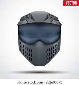 Black paintball mask with goggles. Original design. Vector Illustration isolated on white background.