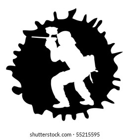 black paintball silhouette into the drop, vector illustration