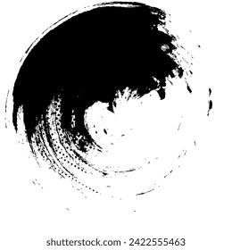 Pincel negro salpicado, abstracto áspero. Trazo de pincel de tinta de salpicadura, estilo de grunge, textura gráfica de medio tono. Ilustración del recorrido del vector