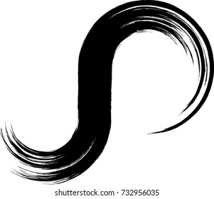Black Painted Brush Stroke . Used As Banner , Infographic , Template , Logo . Calligraphy