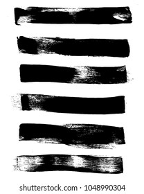 Black painted brush strokes in horizontal lines Vector texture