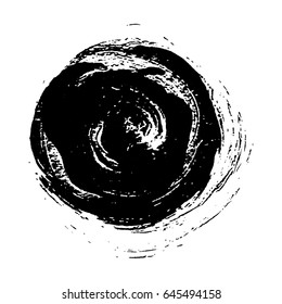 Black painted grunge circle. Vector design element