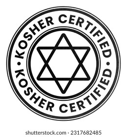 Black Painted Kosher Food Certified Stamp, banner, sticker, badge, label with David Star