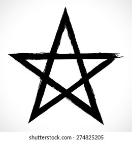 Black Painted Pentagram / Vector Illustration Symbol