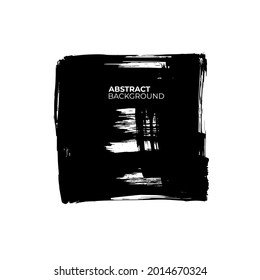 Cuadrado pintado de negro con bordes ásperos. Fondo abstracto del vector de niebla dibujado a mano. Bolsa, pancarta, etiqueta, fondo cuadrado. Toco de tinta de pintura negra de pincel. Curva de brocha de estilo Grunge. Plantillas de texto.