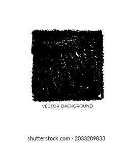 Black painted square with rough edges. Hand drawn grungy vector abstract background. Charcoal drawing, banner, square background. Brush black paint ink stroke. Grunge style templates for text.