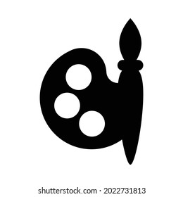 Ilustración vectorial de icono de paleta pintadora aislada en fondo blanco. Silhouette de una paleta y un pincel de pintura.