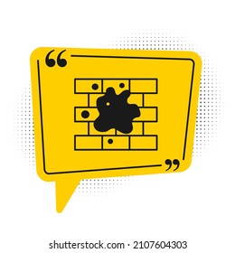 Black Painting the house icon isolated on white background. Yellow speech bubble symbol. Vector