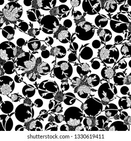 black paisley and flower pattern