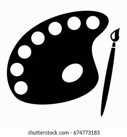 The black palette on a white background. Concept, creativity, drawing, Hobbies. Vector. Illustration.
