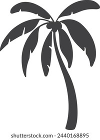Black palm silhouette. Beach tree. Summer travel logo
