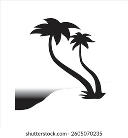 Black palm tree with curved shadow effect