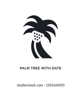 black palm tree with date isolated vector icon. simple element illustration from religion concept vector icons. palm tree with date editable logo symbol design on white background. can be use for