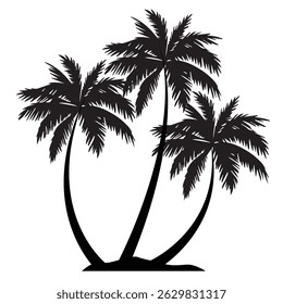 Black Palm Tree Isolated on White Background,types of trees,this isolated palm tree silhouette image is versatile for backgrounds,nature themed.